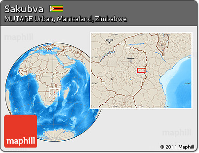 Shaded Relief Location Map of Sakubva
