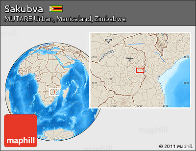 Shaded Relief Location Map of Sakubva