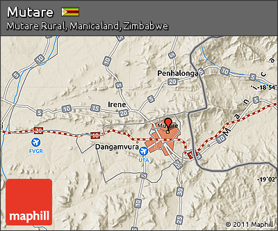Shaded Relief Map of Mutare