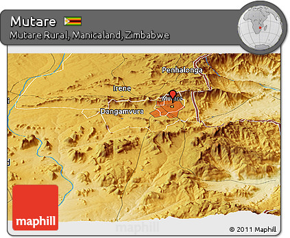 Physical Panoramic Map of Mutare
