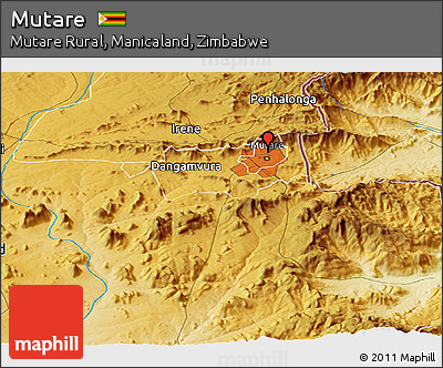 Physical Panoramic Map of Mutare