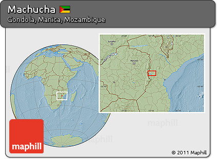 Savanna Style Location Map of Machucha, hill shading