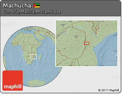 Savanna Style Location Map of Machucha, hill shading