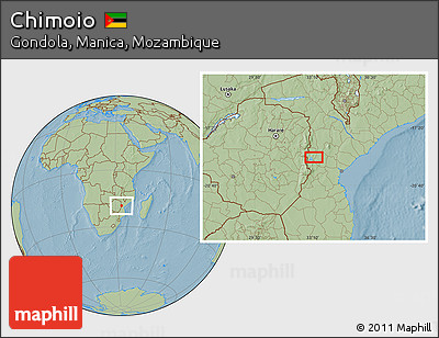 Savanna Style Location Map of Chimoio, hill shading