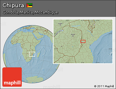 Savanna Style Location Map of Chipura, hill shading