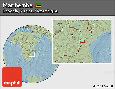 Savanna Style Location Map of Manhemba, hill shading