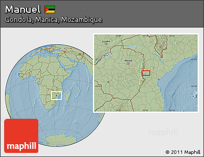 Savanna Style Location Map of Manuel, hill shading