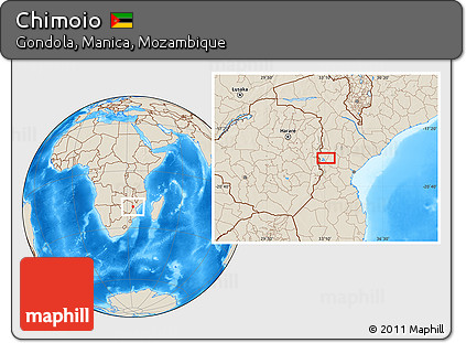 Shaded Relief Location Map of Chimoio