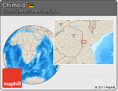 Shaded Relief Location Map of Chimoio