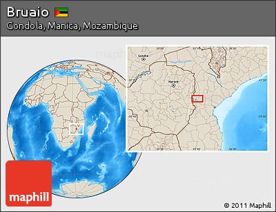 Shaded Relief Location Map of Bruaio