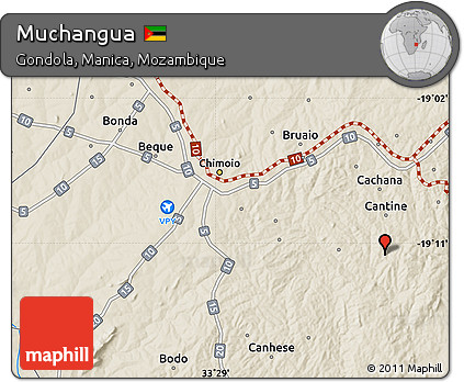 Shaded Relief Map of Muchangua