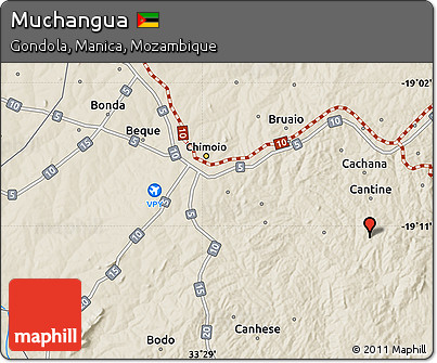 Shaded Relief Map of Muchangua