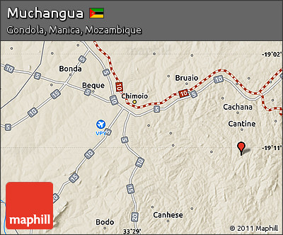 Shaded Relief Map of Muchangua