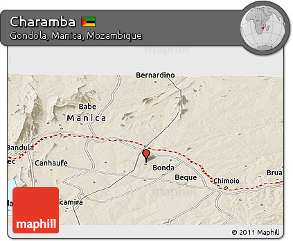 Shaded Relief Panoramic Map of Charamba