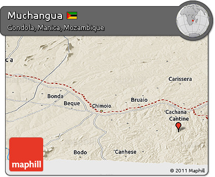 Shaded Relief Panoramic Map of Muchangua