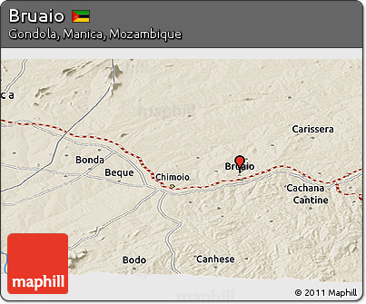 Shaded Relief Panoramic Map of Bruaio