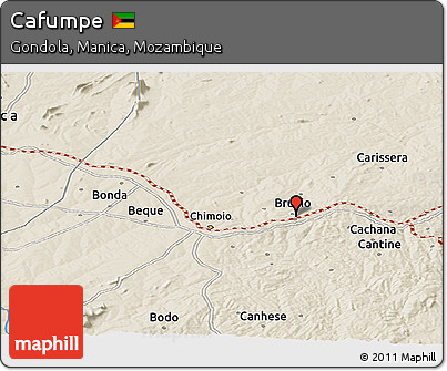 Shaded Relief Panoramic Map of Cafumpe