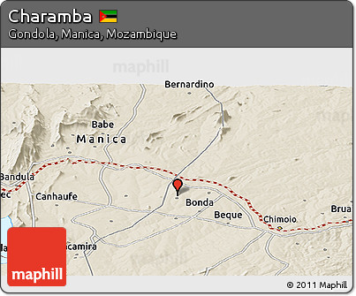 Shaded Relief Panoramic Map of Charamba