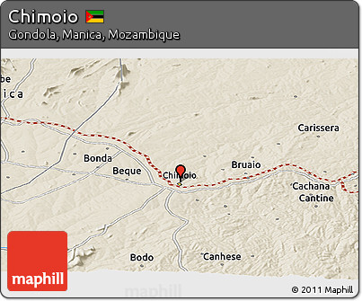 Shaded Relief Panoramic Map of Chimoio
