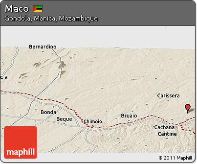 Shaded Relief Panoramic Map of Maco