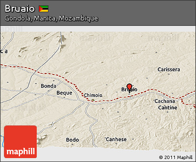 Shaded Relief Panoramic Map of Bruaio