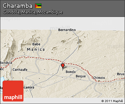 Shaded Relief Panoramic Map of Charamba