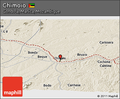 Shaded Relief Panoramic Map of Chimoio