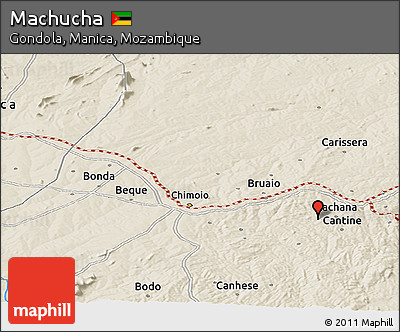 Shaded Relief Panoramic Map of Machucha