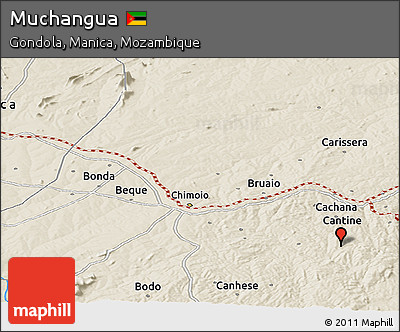Shaded Relief Panoramic Map of Muchangua