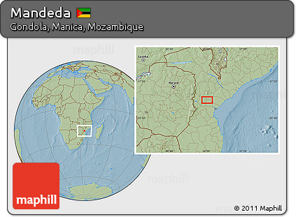 Savanna Style Location Map of Mandeda, hill shading