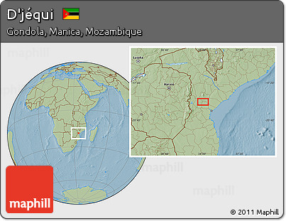 Savanna Style Location Map of D'jéqui, hill shading