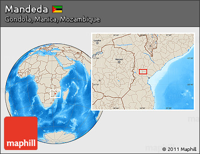 Shaded Relief Location Map of Mandeda