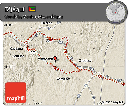 Shaded Relief Map of D'jéqui