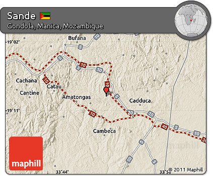 Shaded Relief Map of Sande