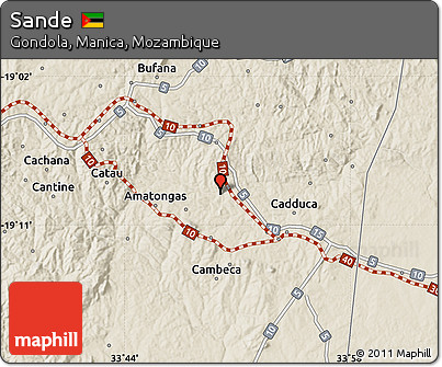 Shaded Relief Map of Sande