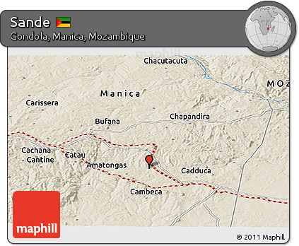 Shaded Relief Panoramic Map of Sande