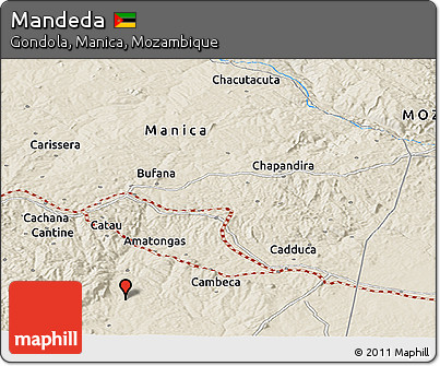 Shaded Relief Panoramic Map of Mandeda