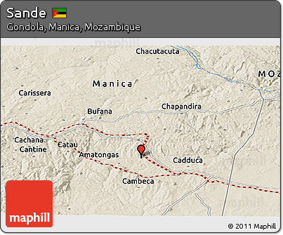 Shaded Relief Panoramic Map of Sande