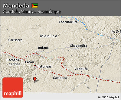 Shaded Relief Panoramic Map of Mandeda