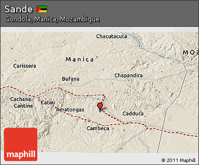 Shaded Relief Panoramic Map of Sande