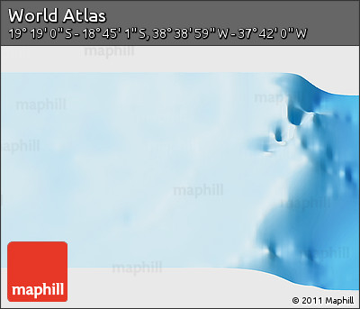 Shaded Relief 3D Map of the Area around 19° 2' 1" S, 38° 10' 29" W