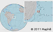 Gray Location Map of the area around 19° 2' 1" S, 38° 10' 29" W, hill shading