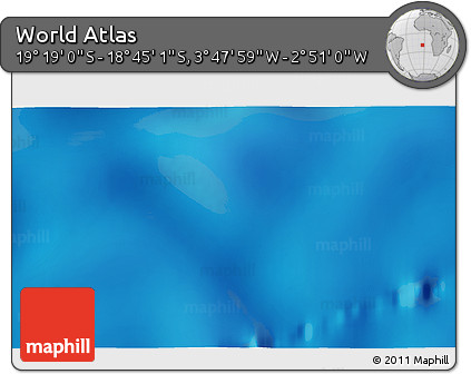 Physical 3D Map of the Area around 19° 2' 1" S, 3° 19' 30" W