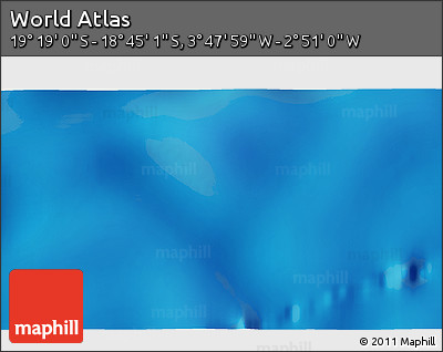 Physical 3D Map of the Area around 19° 2' 1" S, 3° 19' 30" W