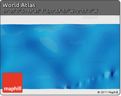 Physical 3D Map of the Area around 19° 2' 1" S, 3° 19' 30" W
