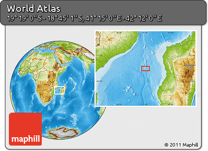 Physical Location Map of the Area around 19° 2' 1" S, 41° 43' 30" E