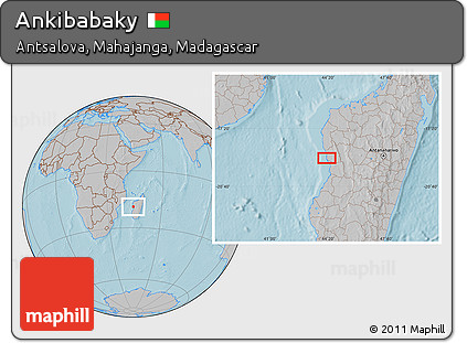 Gray Location Map of Ankibabaky, hill shading