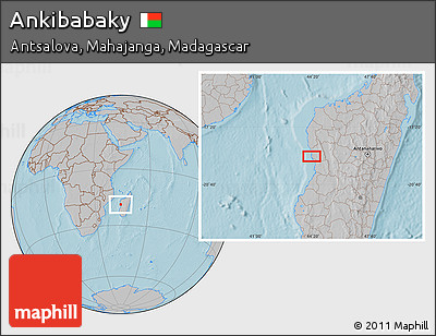Gray Location Map of Ankibabaky, hill shading