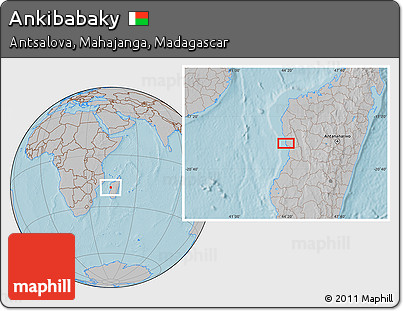 Gray Location Map of Ankibabaky, hill shading