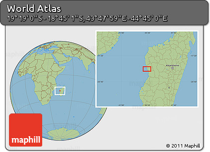 Savanna Style Location Map of the Area around 19° 2' 1" S, 44° 16' 29" E